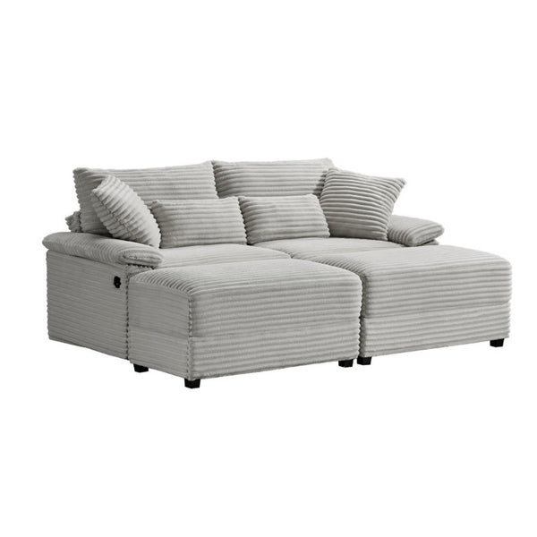 English Elm Double Chaise Lounge Corduroy Set with Flip Top Storage Ottomans and USB Ports W2606S00012