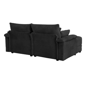English Elm Double Chaise Lounge Set Corduroy Upholstered with Storage Ottomans and USB Charging W2606S00013