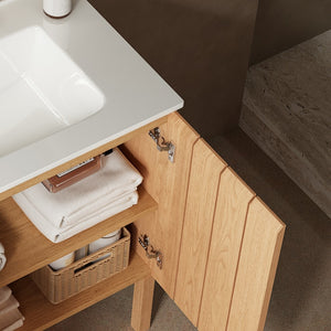 English Elm Niko Freestanding Bathroom Vanity Cabinet Natural Wood Grain Soft Close Two Doors W2615P228467