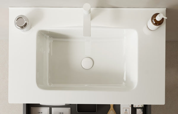 English Elm Bron Rectangular Ceramic Wall Mount Bathroom Basin with Glossy White Integrated Design W2615P240195