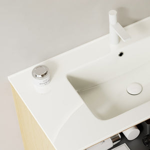 English Elm Bron Rectangular Ceramic Wall Mount Bathroom Basin with Glossy White Integrated Design W2615P240195
