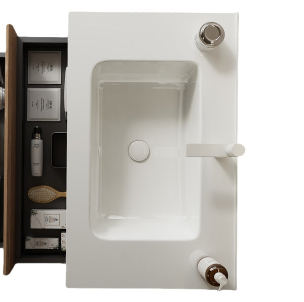 English Elm Bron Rectangular Ceramic Wall Mount Bathroom Basin with Glossy White Integrated Design W2615P240195
