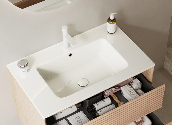 English Elm Bron Rectangular Ceramic Wall Mount Bathroom Basin with Glossy White Integrated Design W2615P240195