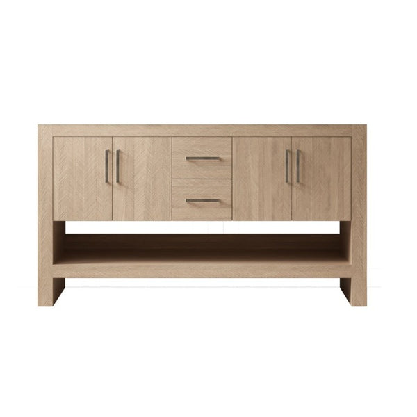 English Elm Lucci 60 Inch Freestanding Vanity Base Cabinet Herringbone Plywood Light Oak Finish W2615P247937