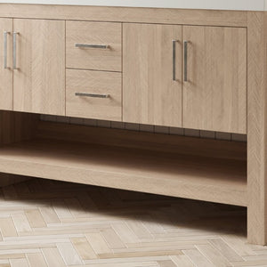 English Elm Lucci 60 Inch Freestanding Vanity Base Cabinet Herringbone Plywood Light Oak Finish W2615P247937