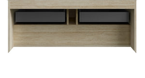 English Elm Frigga Floating Bathroom Vanity Cabinet Oak Travertine Finish with LED Shelf and Soft Close Drawers W2615P330781