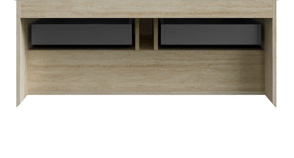 English Elm Frigga Floating Bathroom Vanity Cabinet Oak Travertine Finish with LED Shelf and Soft Close Drawers W2615P330781