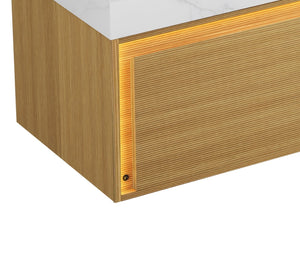 English Elm Nyah 36 Inch Floating Bathroom Vanity Cabinet Oak Woodgrain with LED Motion Sensor W2615P346343