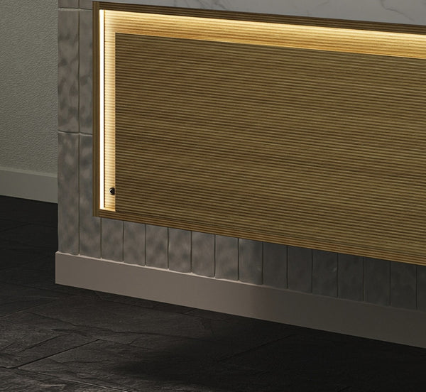 English Elm Nyah 36 Inch Floating Bathroom Vanity Cabinet Oak Woodgrain with LED Motion Sensor W2615P346343