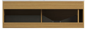 English Elm Nyah Wall Mounted Oak Vanity Cabinet with LED Interior and Soft Close Drawers W2615P346345