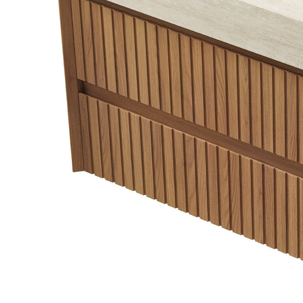 English Elm Tilley Floating Bathroom Vanity Cabinet Oak Woodgrain Finish Two Drawer Storage W2615P404175