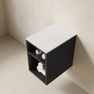 English Elm Tia Wall Mounted Narrow Cabinet Carrara Sintered Stone Shelves Spa Bath Storage W2615P406524