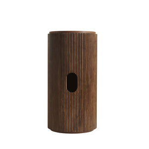 English Elm Jinbo Fluted Cylindrical Freestanding Bathroom Cabinet Solid Wood Walnut Sculptural Storage Dark Walnut W2615P406534