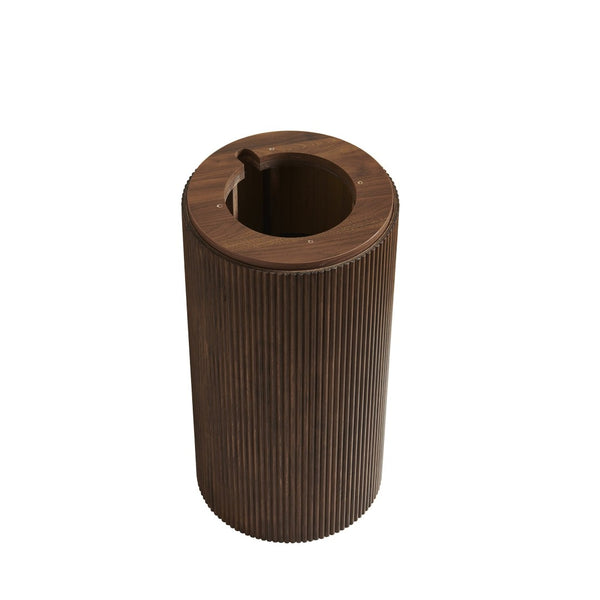 English Elm Jinbo Fluted Cylindrical Freestanding Bathroom Cabinet Solid Wood Walnut Sculptural Storage Dark Walnut W2615P406534