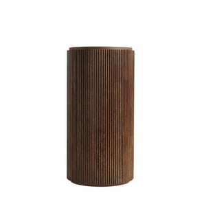 English Elm Jinbo Fluted Cylindrical Freestanding Bathroom Cabinet Solid Wood Walnut Sculptural Storage Dark Walnut W2615P406534