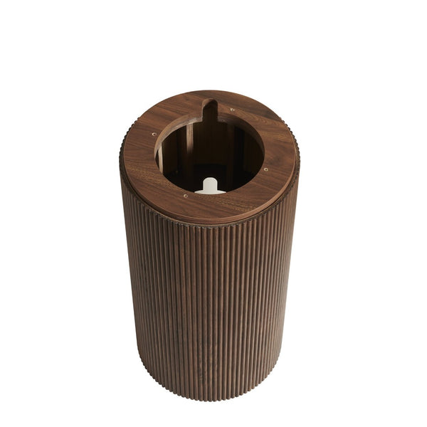 English Elm Jinbo Fluted Cylindrical Freestanding Bathroom Cabinet Solid Wood Walnut Sculptural Storage Dark Walnut W2615P406534