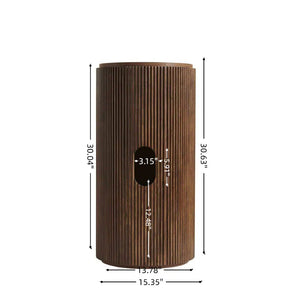 English Elm Jinbo Fluted Cylindrical Freestanding Bathroom Cabinet Solid Wood Walnut Sculptural Storage Dark Walnut W2615P406534
