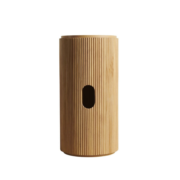English Elm Jinbo Fluted Cylindrical Freestanding Bathroom Cabinet Solid Wood Walnut Sculptural Storage Natural Wood W2615P406535