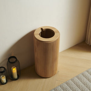 English Elm Jinbo Fluted Cylindrical Freestanding Bathroom Cabinet Solid Wood Walnut Sculptural Storage Natural Wood W2615P406535
