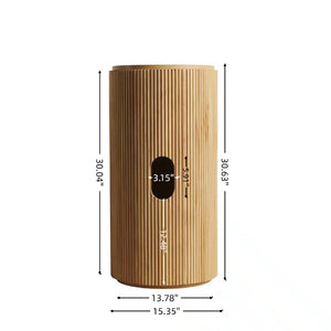 English Elm Jinbo Fluted Cylindrical Freestanding Bathroom Cabinet Solid Wood Walnut Sculptural Storage Natural Wood W2615P406535