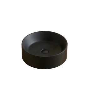 English Elm Jinbo Matte Black Round Vessel Sink Solid Surface Artificial Marble Countertop Basin W2615P406538