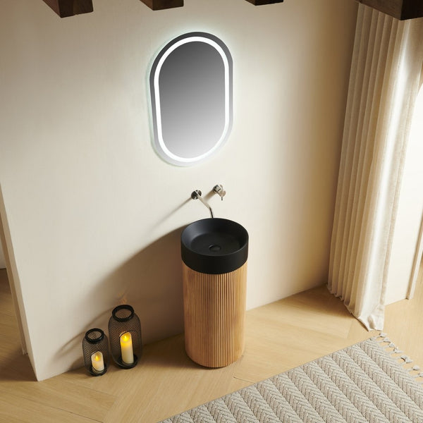 English Elm Jinbo Matte Black Round Vessel Sink Solid Surface Artificial Marble Countertop Basin W2615P406538