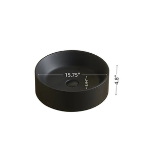 English Elm Jinbo Matte Black Round Vessel Sink Solid Surface Artificial Marble Countertop Basin W2615P406538