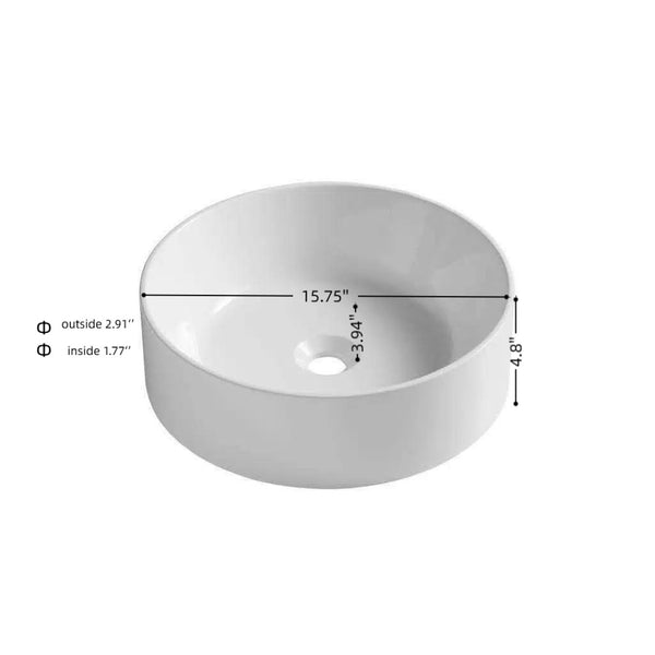 English Elm Jinbo Round Vessel Sink Solid Surface Artificial Marble Basin for Bathroom Vanity W2615P406540