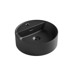 English Elm Jinbo Matte Black Round Vessel Sink Solid Surface Artificial Marble Bathroom Basin W2615P406541