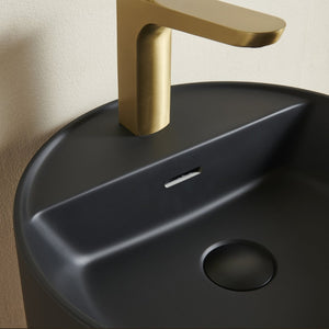 English Elm Jinbo Matte Black Round Vessel Sink Solid Surface Artificial Marble Bathroom Basin W2615P406541