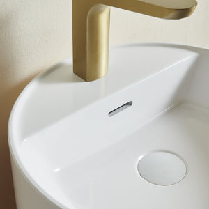 English Elm Jinbo Round Vessel Sink Solid Surface Artificial Marble Above Counter Bathroom Basin W2615P406542