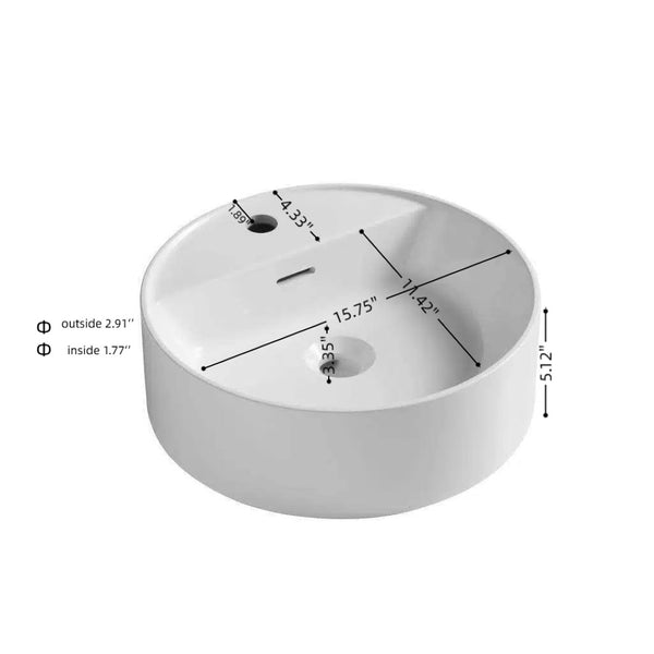 English Elm Jinbo Round Vessel Sink Solid Surface Artificial Marble Above Counter Bathroom Basin W2615P406542