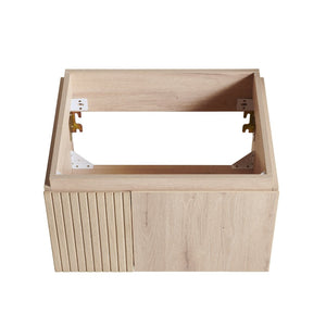 English Elm 24" Muri Oak Woodgrain Plywood Bathroom Vanity Cabinet with Soft Close Double Doors White Oak W2615P479144