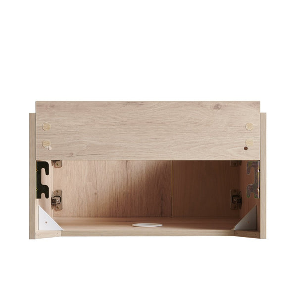 English Elm 24" Muri Oak Woodgrain Plywood Bathroom Vanity Cabinet with Soft Close Double Doors White Oak W2615P479144