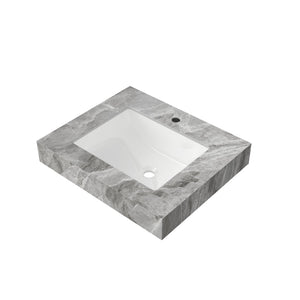 English Elm 24 Inch Sintered Stone Bathroom Countertop with Undermount Ceramic Basin Faucet Ready Light Gray One Hole W2615P479158