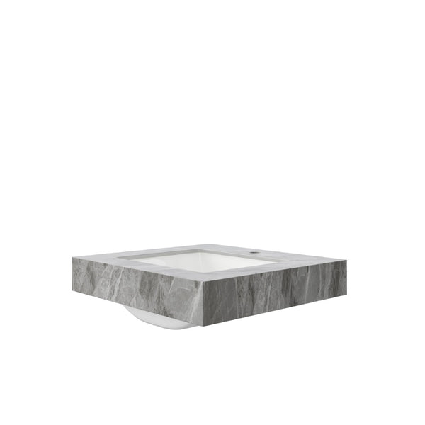 English Elm 24 Inch Sintered Stone Bathroom Countertop with Undermount Ceramic Basin Faucet Ready Light Gray One Hole W2615P479158