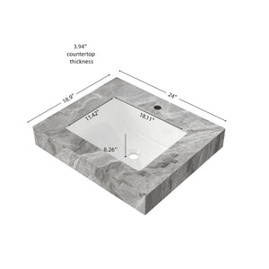 English Elm 24 Inch Sintered Stone Bathroom Countertop with Undermount Ceramic Basin Faucet Ready Light Gray One Hole W2615P479158