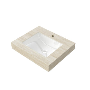 English Elm 24 Inch Sintered Stone Bathroom Countertop with Undermount Ceramic Basin Faucet Ready Beige One Hole W2615P479159