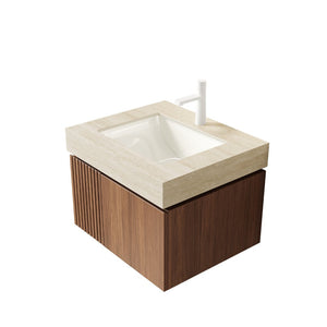 English Elm 24 Inch Sintered Stone Bathroom Countertop with Undermount Ceramic Basin Faucet Ready Beige One Hole W2615P479159