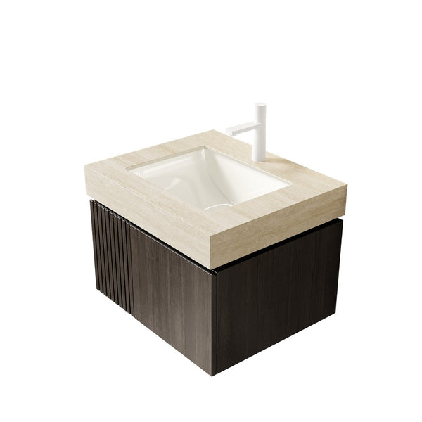 English Elm 24 Inch Sintered Stone Bathroom Countertop with Undermount Ceramic Basin Faucet Ready Beige One Hole W2615P479159