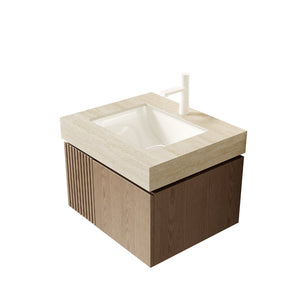 English Elm 24 Inch Sintered Stone Bathroom Countertop with Undermount Ceramic Basin Faucet Ready Beige One Hole W2615P479159