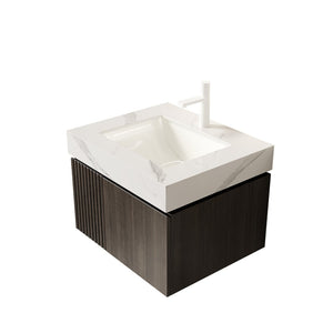 English Elm 24 Inch Sintered Stone Bathroom Countertop with Undermount Ceramic Basin Faucet Ready Carrara White One Hole W2615P479161