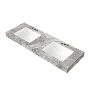 English Elm 60 Inch Sintered Stone Double Vanity Countertop with Two Undermount Ceramic Basins Spa Bath W2615P479164