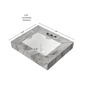 English Elm 24 Inch Sintered Stone Bathroom Countertop with Undermount Ceramic Basin Faucet Ready Light Gray Three Holes W2615P480138