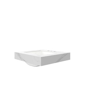 English Elm 24 Inch Sintered Stone Bathroom Countertop with Undermount Ceramic Basin Faucet Ready Carrara White Three Holes W2615P480140