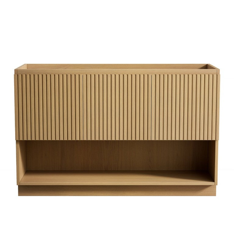 English Elm Fino Oak Woodgrain Plywood Bathroom Cabinet with Soft Close Doors and Open Shelf W2615P506488