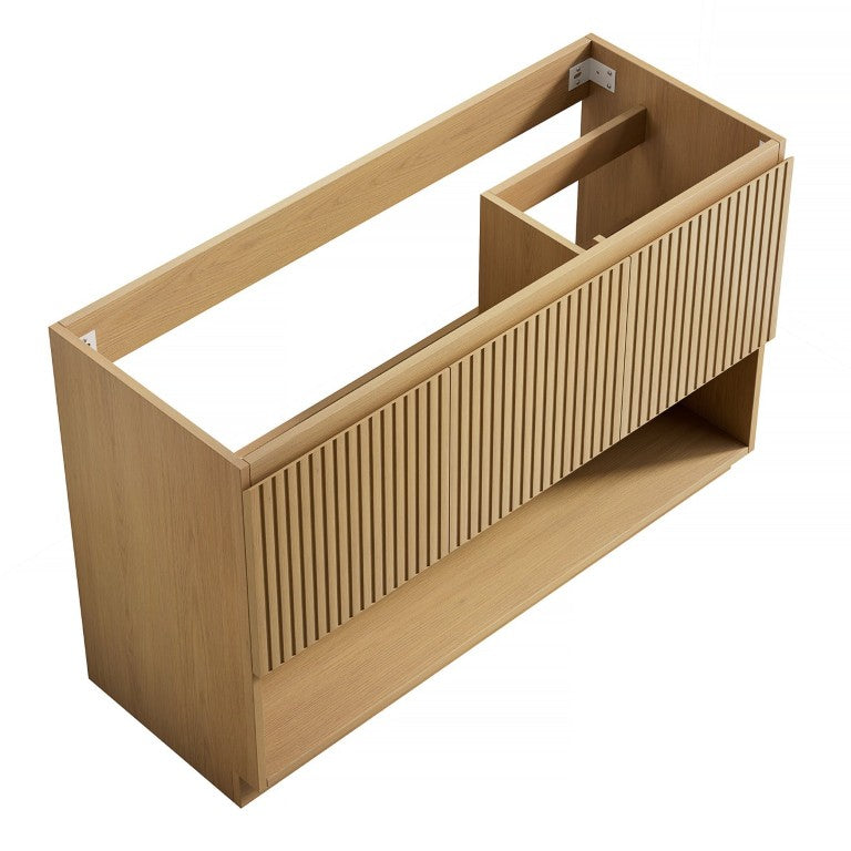 English Elm Fino Oak Woodgrain Plywood Bathroom Cabinet with Soft Close Doors and Open Shelf W2615P506488