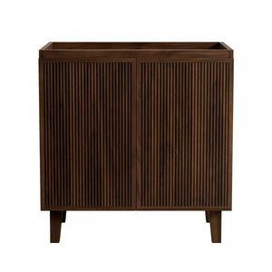 English Elm Lula 30 Inch Fluted Walnut Vanity Base with Soft Close Doors and Plywood Cabinet W2615P532846