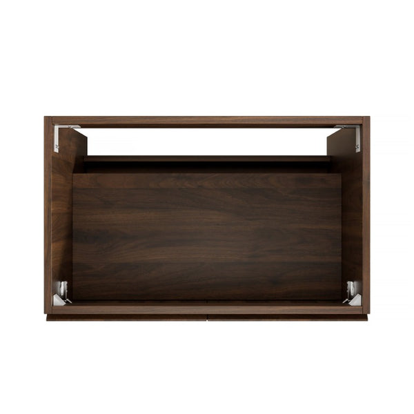 English Elm Lula 30 Inch Fluted Walnut Vanity Base with Soft Close Doors and Plywood Cabinet W2615P532846