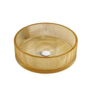 English Elm Sonny Crystal Glass Vessel Sink Round Bowl with Striped Texture for Bathroom Vanity W2615P538467